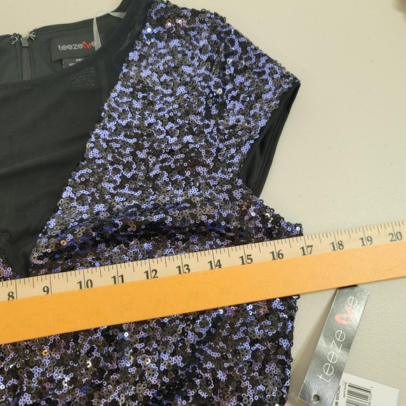 TEEZE ME Womens Navy Short Sleeve Body Con Evening Dress Juniors 11\12 - Picture 5 of 13